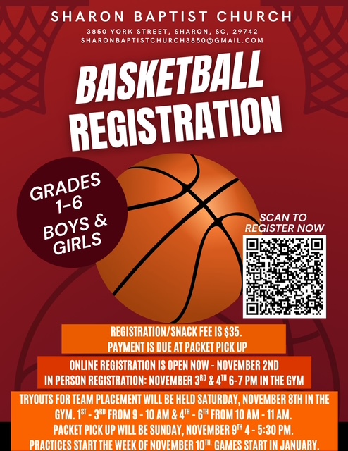 Sharon Baptist Basketball Registration 