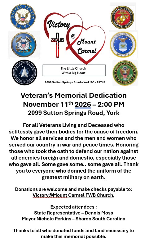 Veterans Memorial Service ~ Victory at Mt Carme